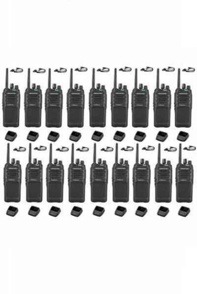 Set van 18 Kenwood TK-3701D met d-shape oortje en tafellader