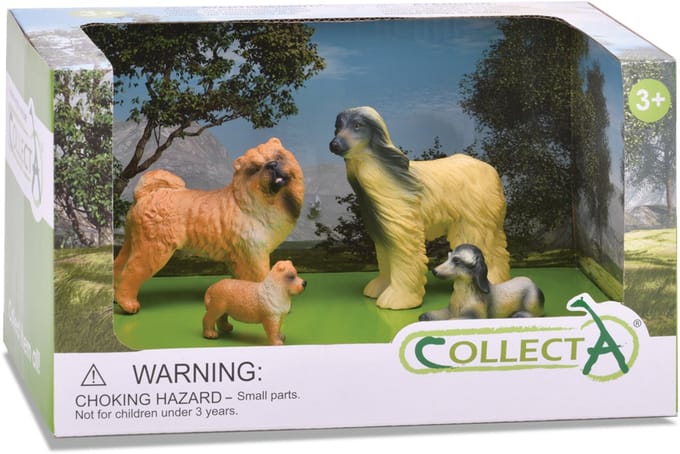 Collecta Gift Set / Honden: SET 4 stuks Honden, in geschenkdoos 22x13x13cm