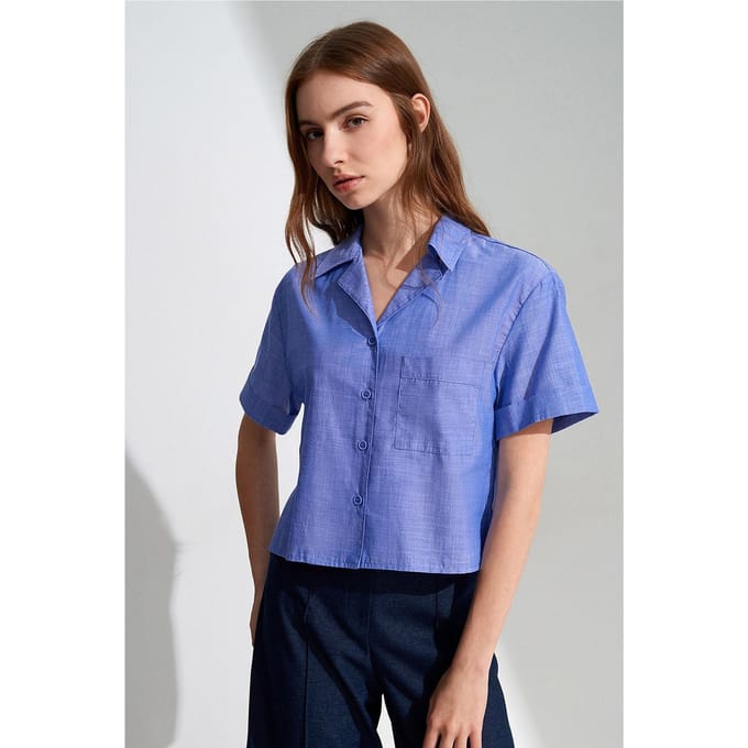 Katoenen Poplin Cropshirt voor Dames