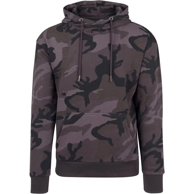 Urban Classics - High Neck Camo Hoodie/trui - S - Zwart/Zwart