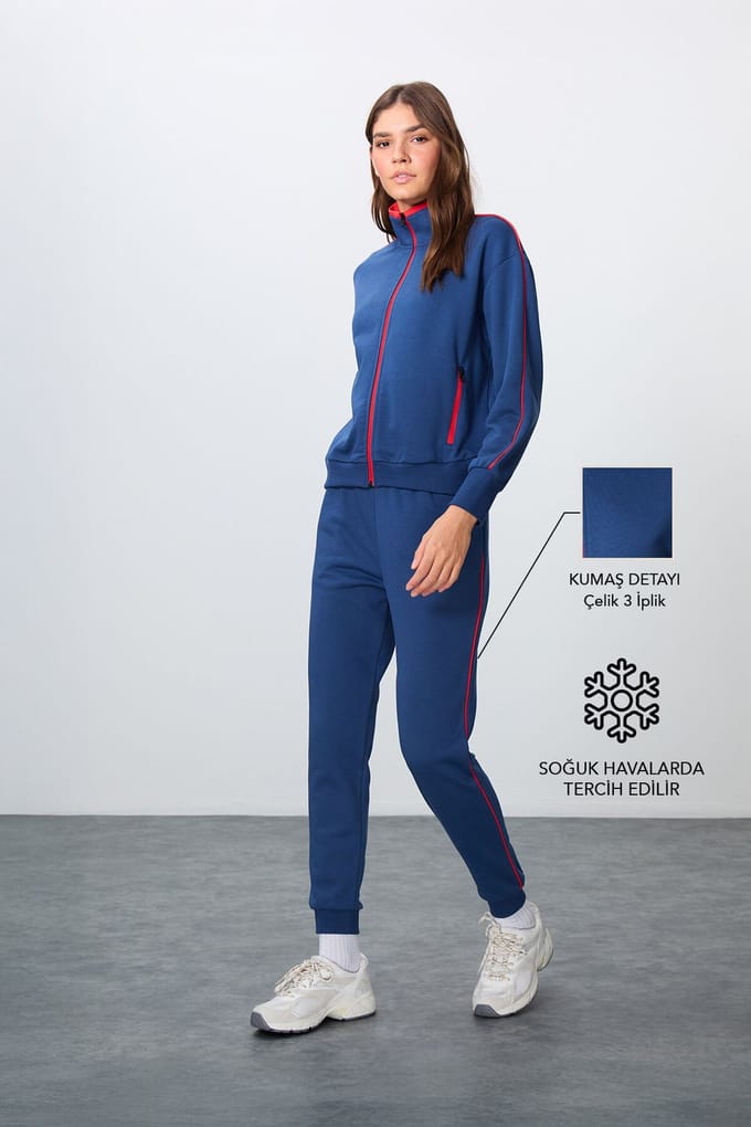 Oversized Sweatshirt en Broek Set met Ritskraag