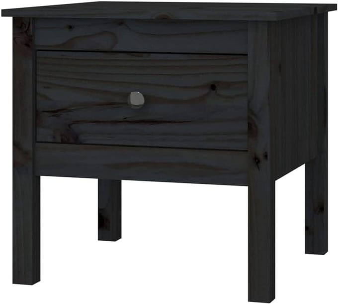vidaXL Side table 50x50x49 cm solid pine black, end table, coffee table, coffee table, coffee table, corridor table, corridor table, bedside table
