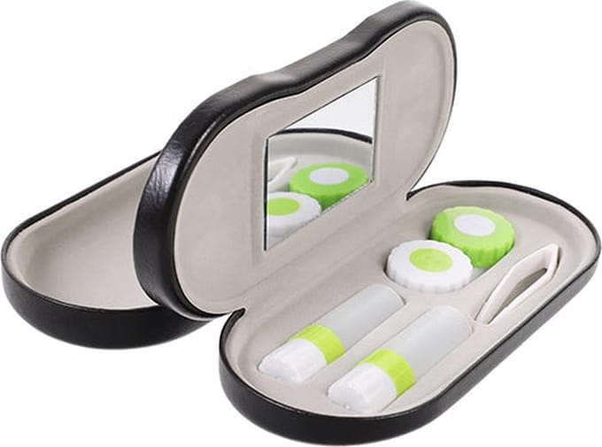 ATTREZZO® 2-1 Brillenkoker met lenzenopslag - Hard Case - Zwart