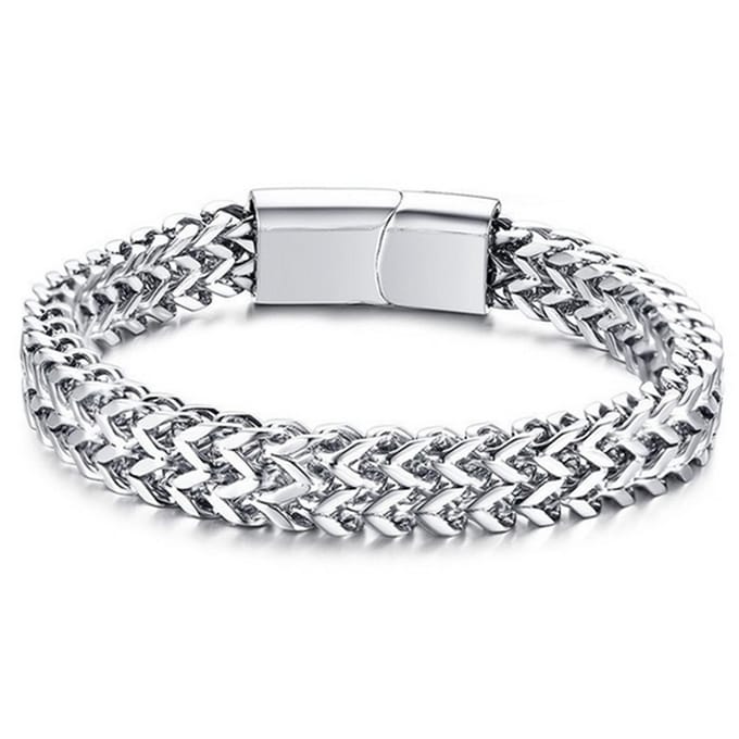 Heren armband edelstaal Zilverkleurig Mesh 8mm-20cm