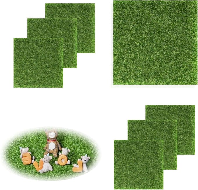 Set van 8 Mini Kunstgras 15 x 15 cm - Kunstmos voor DIY Tuin Decoratie en Creatieve Projecten