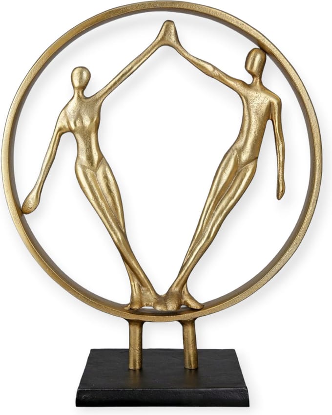 Gilde Handwerk - Sculptuur - Beeld - Hand in hand - 11x33x41 cm - Goudkleurig - aluminium