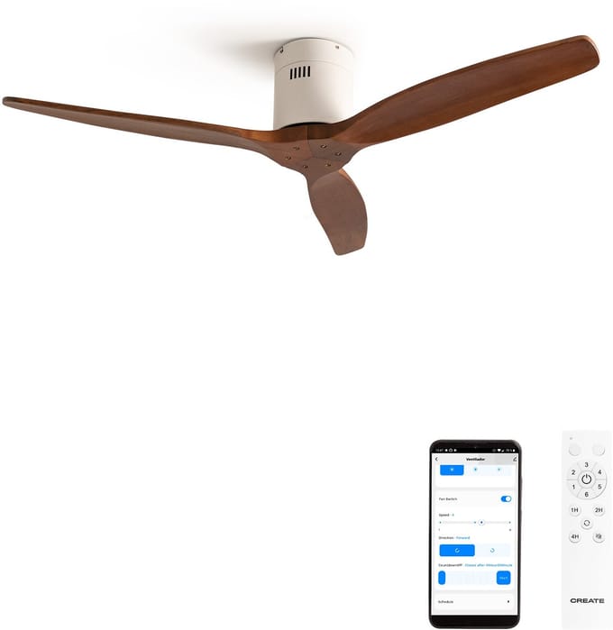 CREATE - Stille 40W plafondventilator met technische ABS bladen in verschillende maten - S - Geen licht - WIFI - WIND CALM