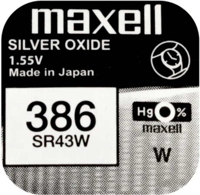 MAXELL - 386 / SR43W - Zilveroxide Knoopcel - horlogebatterij - 2 (twee) stuks