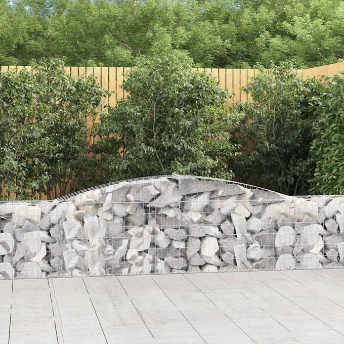 vidaXL - Schanskorven - 4 - st - gewelfd - 400x30x60/80 - cm - ijzer