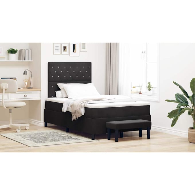 vidaXL - Boxspring - bed - met - kussen - Zwart - 190 - x - 120 - cm - Fluweel
