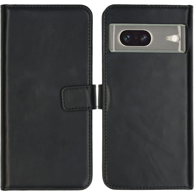 Selencia Hoesje - Geschikt voor Google Pixel 7 - Echt Lederen Bookcase - Zwart