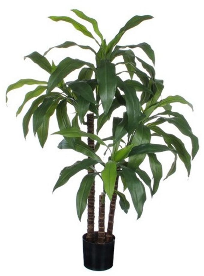 Groene Dracaena kunstplant 100 cm in zwarte plastic pot - Kunstplanten/nepplanten