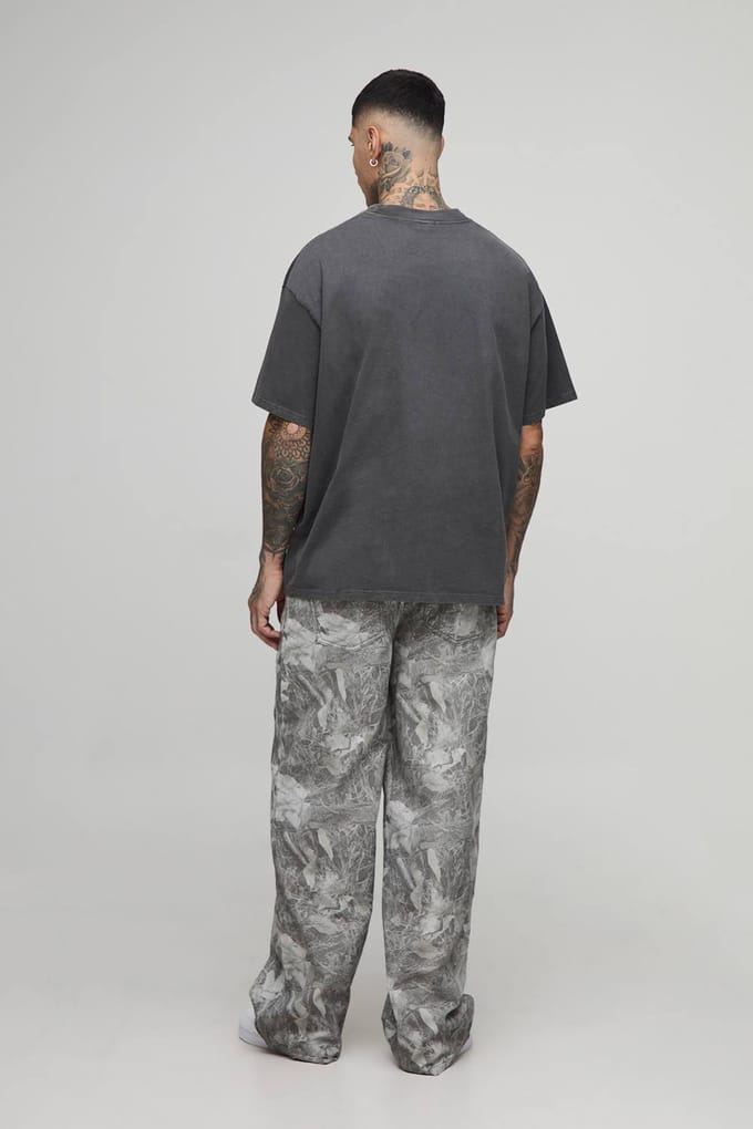 Lange gewassen camouflage jeans met baggy fit | Washed Khaki | Size 36