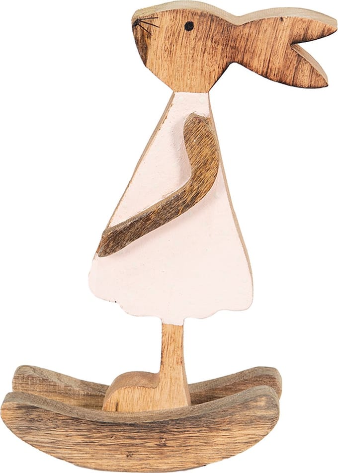 Clayre & Eef Beeld Konijn 14x7x25 cm Bruin Roze Hout