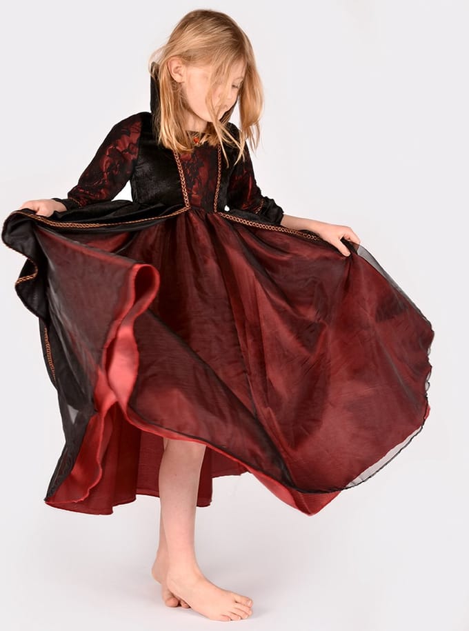Den Goda Fen jurk vampier koningin deluxe verkleedkleding 122-128.