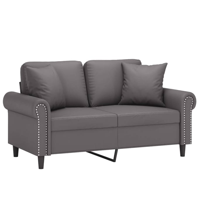 vidaXL - Tweezitsbank - met - sierkussens - 120 - cm - kunstleer - grijs