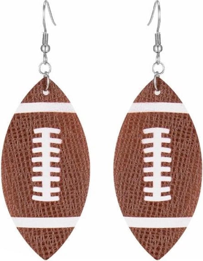 Fako Bijoux® - Oorbellen - Druppel - Kunstleer - Rugbybal