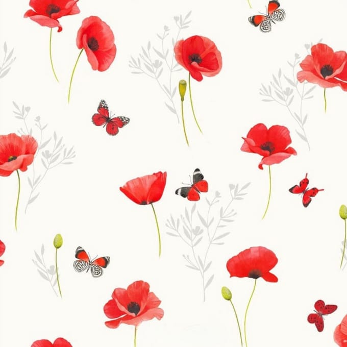 Bulgomme Poppy Bedrukt Tafelkleed - Per meter