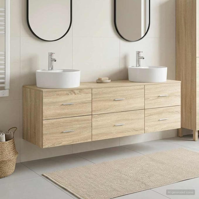 vidaXL - Badkamerkast - set - 3 - st - Sonoma - Eiken - 161.5 - x - 44.5 - x - 82 - cm