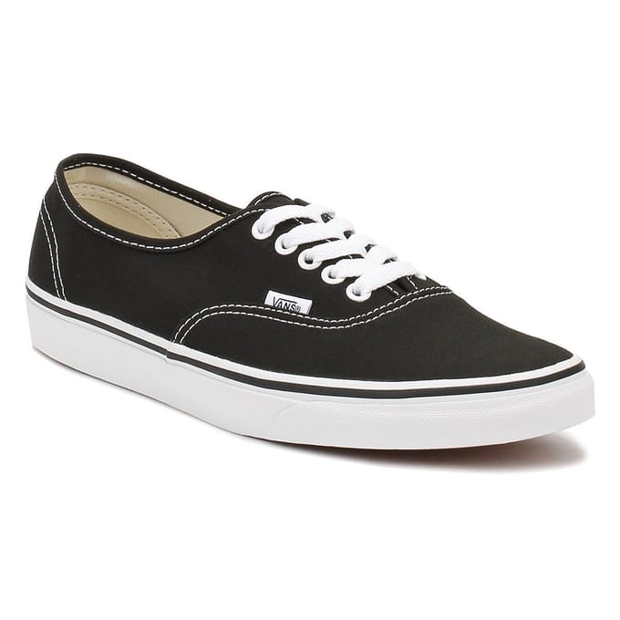 Vans Authentic Unisex Zwart Wit Canvas Vulcanised Skate Trainers