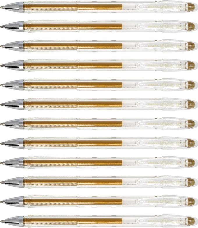 Penac gelpen - Goud - FX-3 - 0.8mm - Metallic Gouden Inkt Balpen - 12 stuks