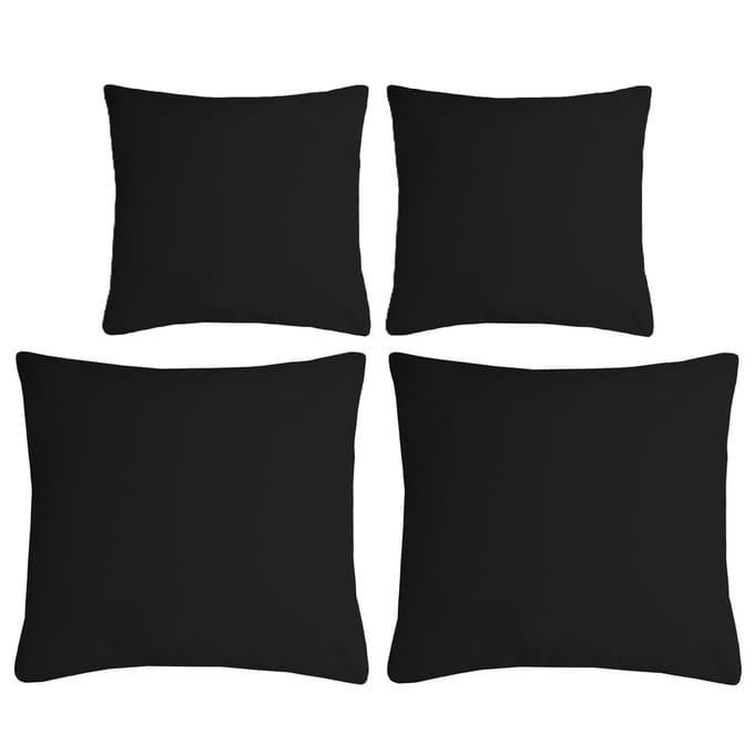 Stof Textile sierkussen Nelson - set 4x - zwart - 2 formaten - bank kussens - polyester