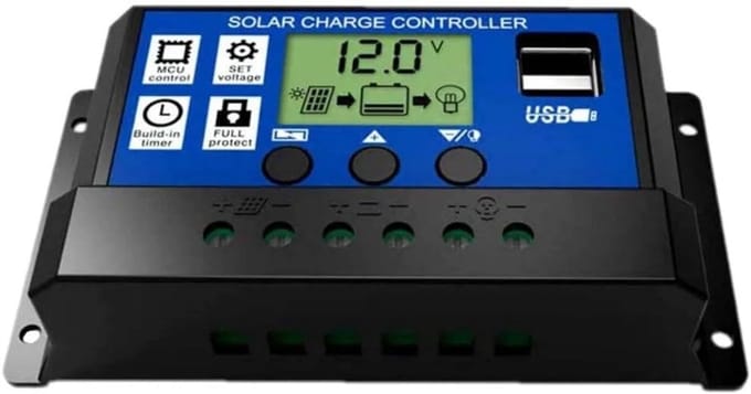 Zonnepaneel Controller - Laadregelaar Solar - Energie Beheer - Industriële Microcontroller - 30 A - Zwart