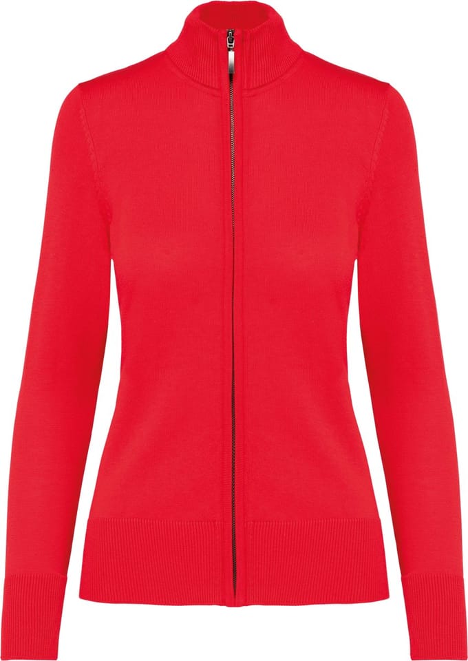 Kariban Dames cardigan met rits K962 - Red - M