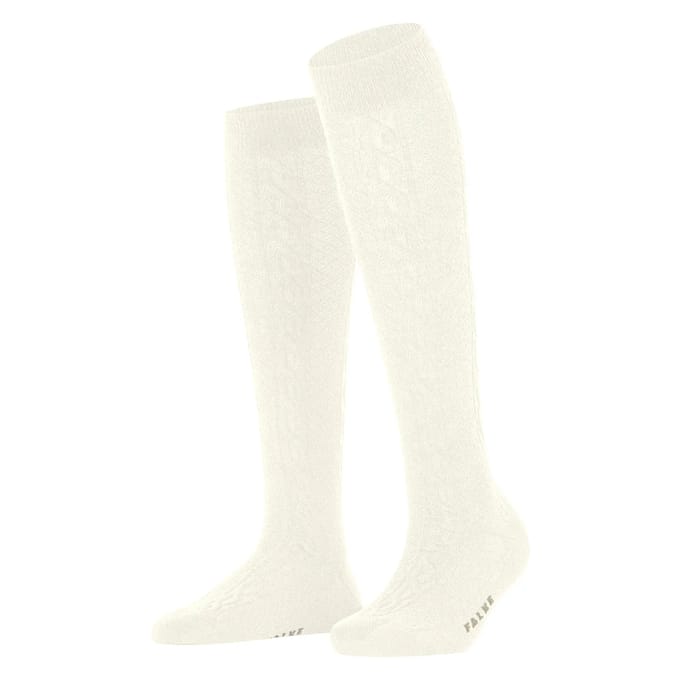 FALKE Declivity lang eenkleurig wol kniekousen dames wit - maat 35-38