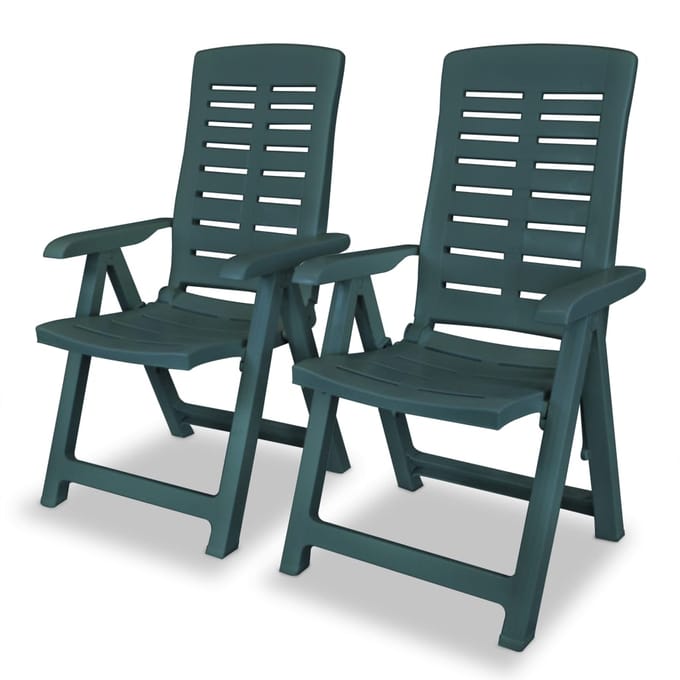 vidaXL - Opklapbare - ligstoelen, - 2 - stuks, - groen - plastic.