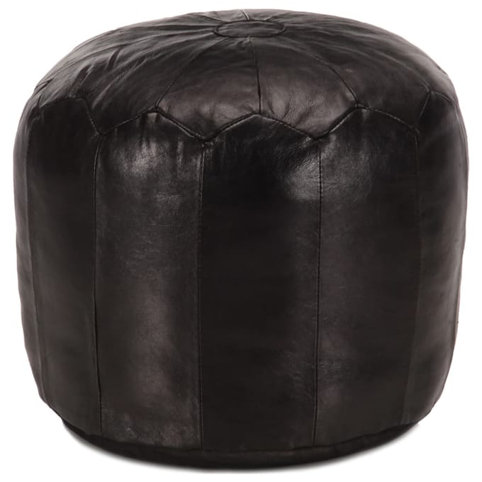 vidaXL - Poef - 40x35 - cm - echt - geitenleer - zwart