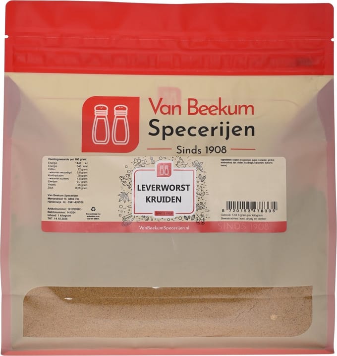 Van Beekum Specerijen - Leverworst Kruiden - 1 KG (hersluitbare stazak)