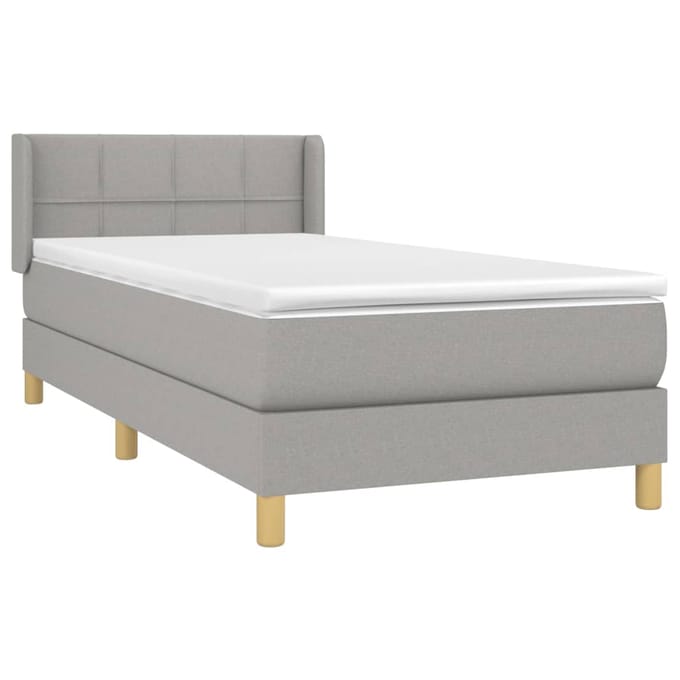 vidaXL - Boxspring - met - matras - stof - lichtgrijs - 90x200 - cm