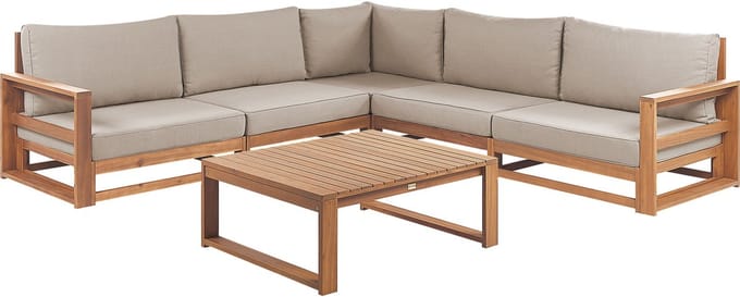 TIMOR II - Loungeset 5-zits - Taupe - Gecertificeerd Acaciahout