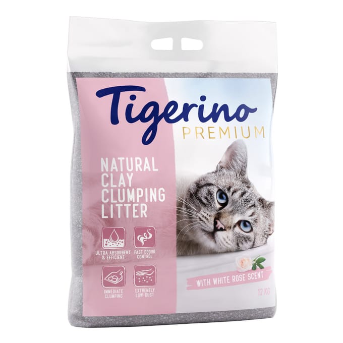 12 kg Witte Rozengeur Premium Tigerino Kattenbakvulling