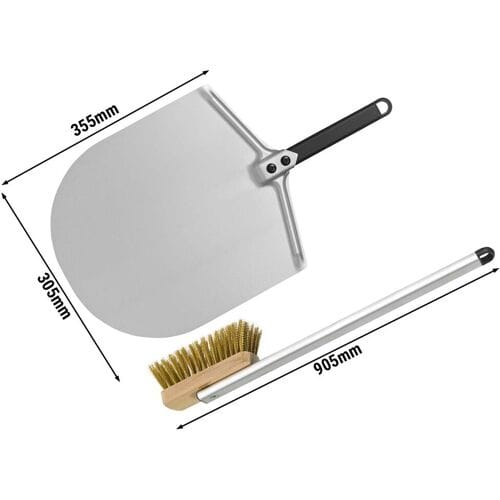 GGM Gastro (SET) Pizzaschaufel - 305x355mm & Pizzaofenbürste Zilver