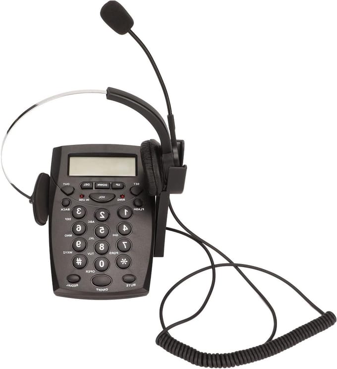 Vaste Telefoon - Headset Telefoon - Callcenter Werk - Ruisonderdrukkende Microfoon - LED Display - Zwart