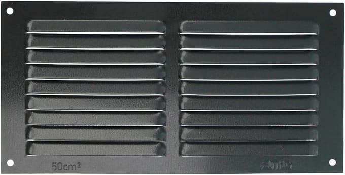 Rechthoekig Ventilatie Rooster met Muggennet - Zwart Aluminium