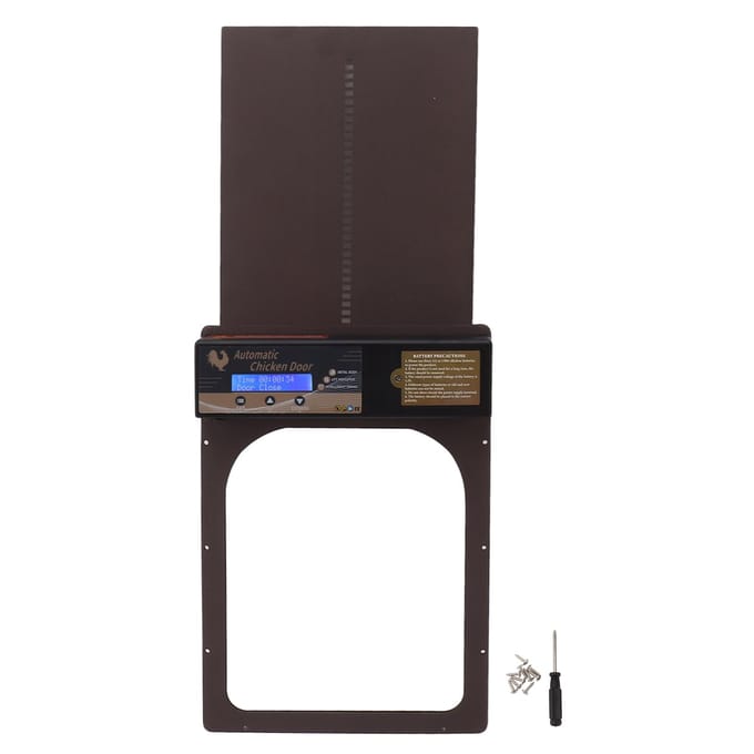 Automatisch Kippenhokdeur met Timer Aluminiumlegering IP45 Waterdicht LED-scherm Batterijgevoed Auto bruin