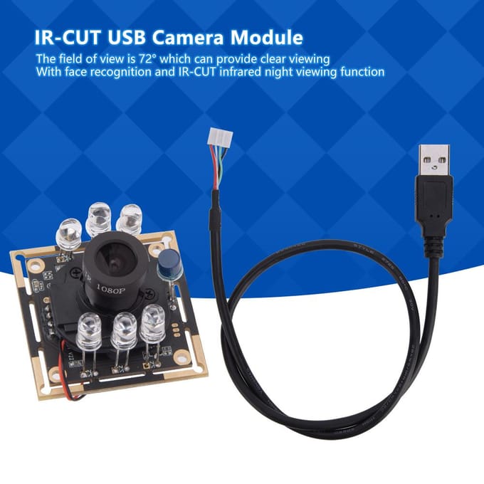 USB Cameramodule Board OV9732 Chip IR CUT Infrarood Gezichtsherkenning 1280x720 30fps 72 graden blue