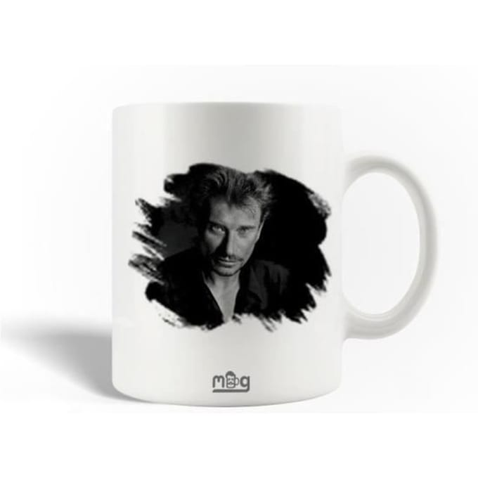 Mug en Céramique Johnny Hallyday Chanteur Affiche Blanc Noir