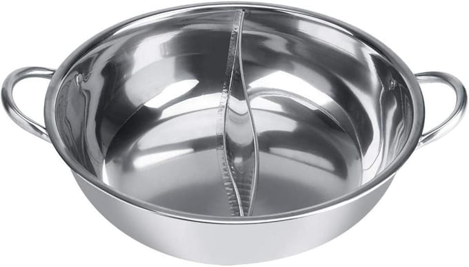 RVS Dubbele Hot Pot met Scheidingswand voor Inductie - 27cm
