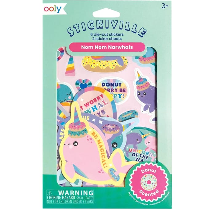 Ooly - Stickiville - Nom nom narwhals - Donut geurende stickers