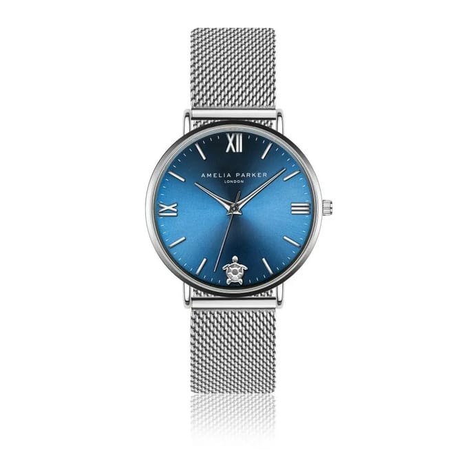 Dames mesh horloge Amelia Parker Blue Lagoon
