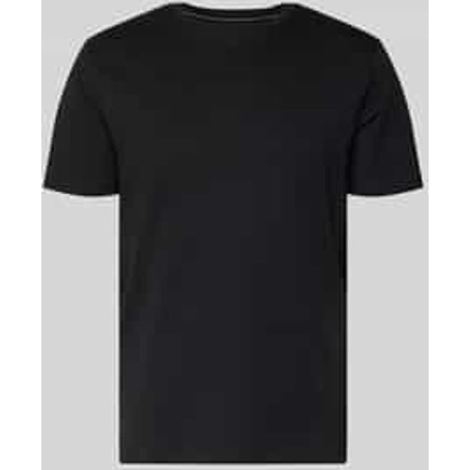 T-shirt met geribde ronde hals