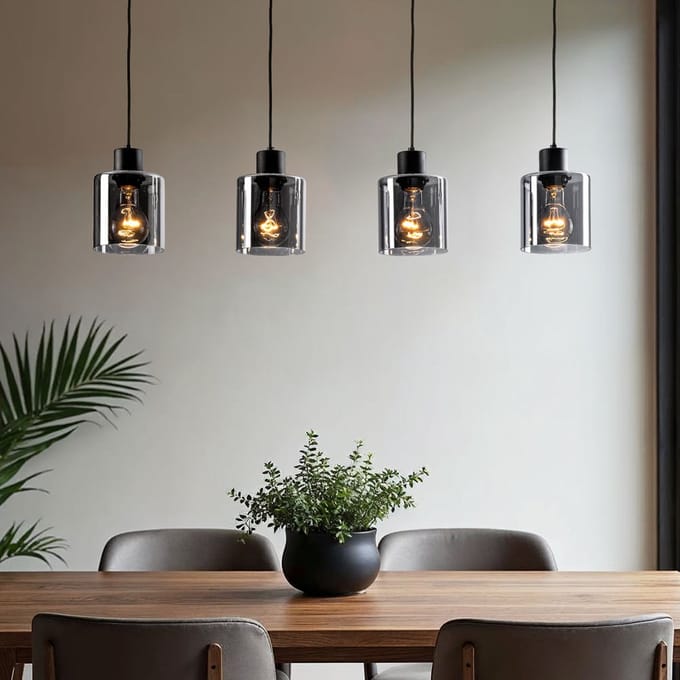 LumenXL - Moderne hanglamp zwart - smoke glas, 4-lichts - Palaio