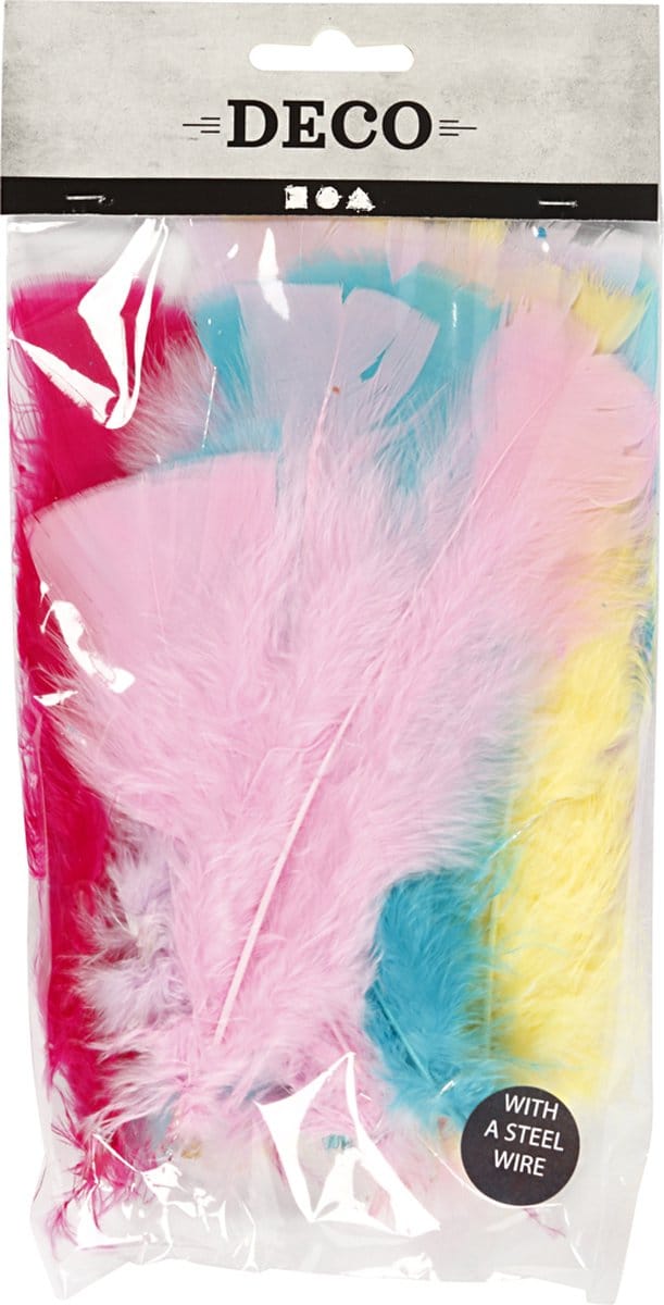 Veren, L: 11-17 cm, diverse kleuren, 18 bol/ 1 doos