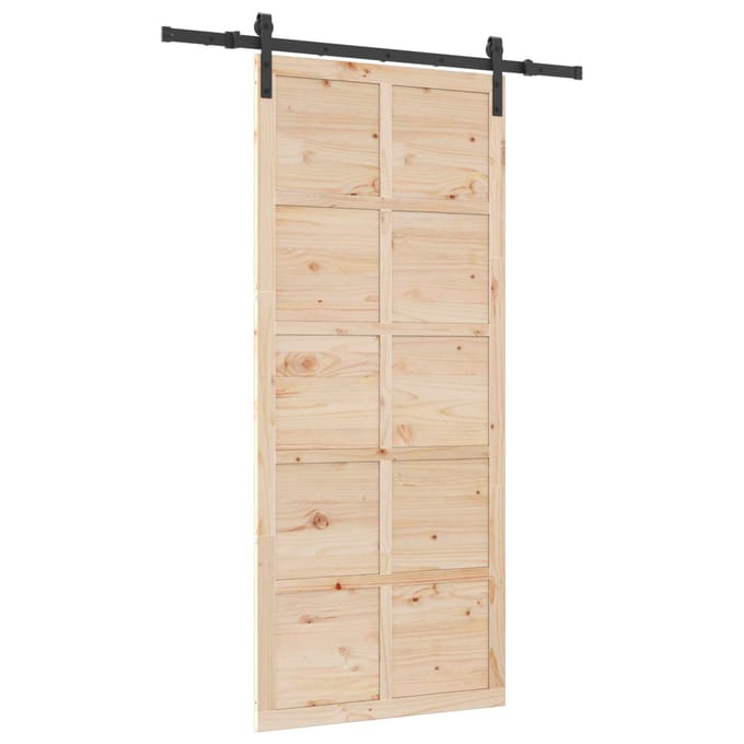vidaXL - Schuifdeur - Naturel - 80 - x - 208 - cm - Massief - grenenhout