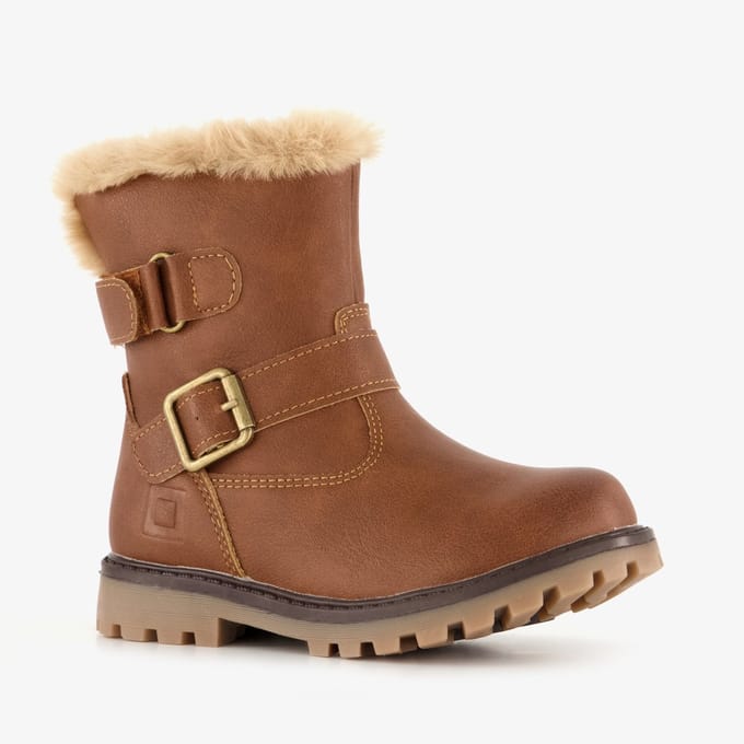 Blue Box gevoerde meisjes biker boots cognac - Maat 26
