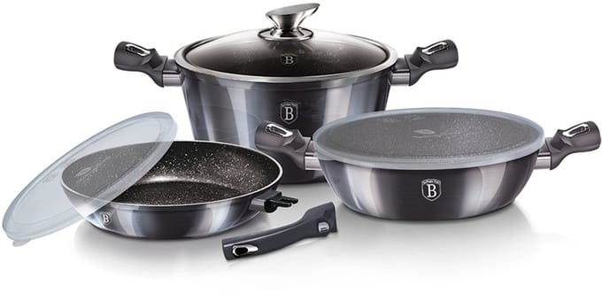 Berlinger Haus Metallic Pro - Pannenset - Granieten Coating - Soft Touch Handvat - Inductie Geschikt